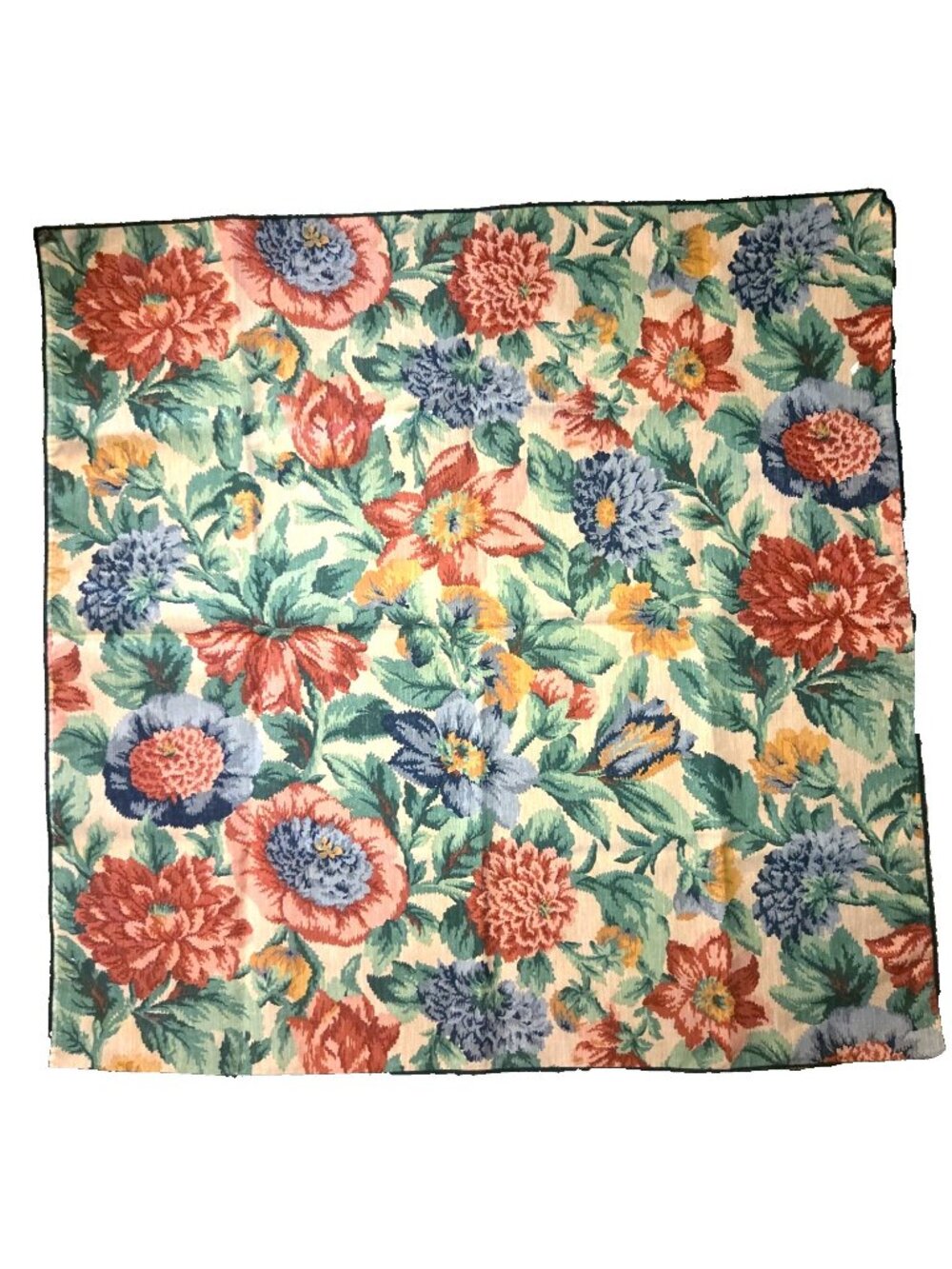 Floral Tablecloth Card Table Square Topper Party 33 x 34 Reversible Multicolor